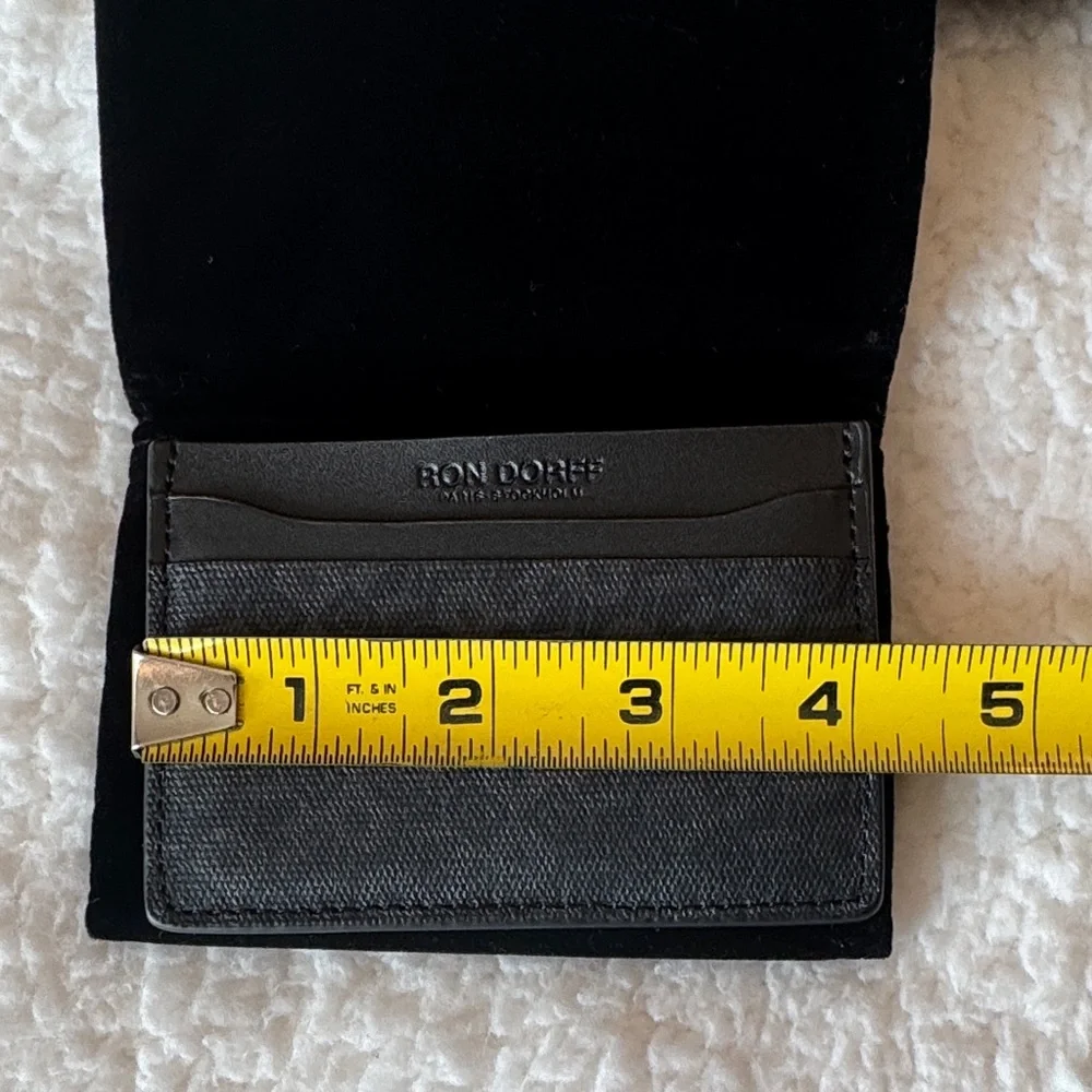 Ron Dorff Black Card Holder Slim Wallet‎ Leather Canvas Unisex